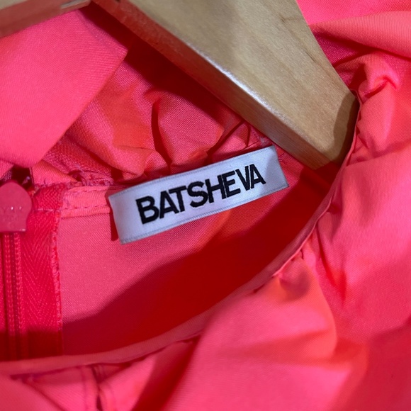Batsheva Mini Prairie Dress in Neon Sunset Coral Pink - Picture 6 of 12